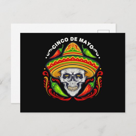 5デマヨメキシコ砂糖スカル、シンコデマヨスカル ポストカード (正面/裏面)