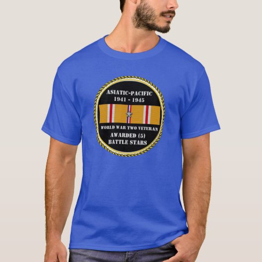 5バトルスターズWWIIアジア太平洋退役軍人 Tシャツ (正面)