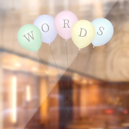 5パステルお洒落バルーンの束カスタム文字 ウィンドウサイン (シート2)