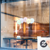 5パステルお洒落バルーンの束カスタム文字 ウィンドウサイン (カフェ窓)