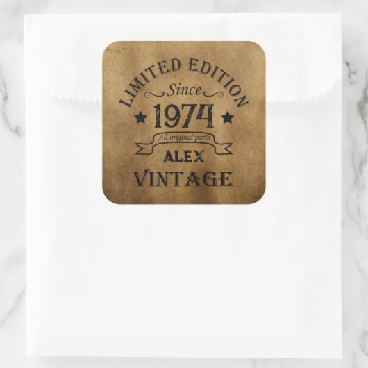 5パーソナライズされたヴィンテージ50歳の誕生日パーティー スクエアシール (バッグ)