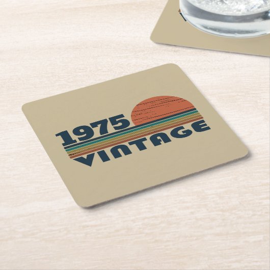 5パーソナライズされたヴィンテージ50歳の誕生日パーティー スクエアペーパーコースター (アングル)