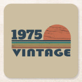 5パーソナライズされたヴィンテージ50歳の誕生日パーティー スクエアペーパーコースター (正面)