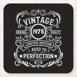 5パーソナライズされたヴィンテージ50歳の誕生日パーティー スクエアペーパーコースター