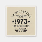 5パーソナライズされたヴィンテージ50歳の誕生日パーティー スタンダードカクテルナプキン (正面)