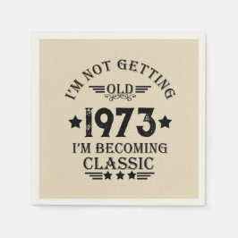 5パーソナライズされたヴィンテージ50歳の誕生日パーティー スタンダードカクテルナプキン