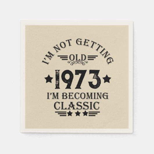 5パーソナライズされたヴィンテージ50歳の誕生日パーティー スタンダードカクテルナプキン (正面)