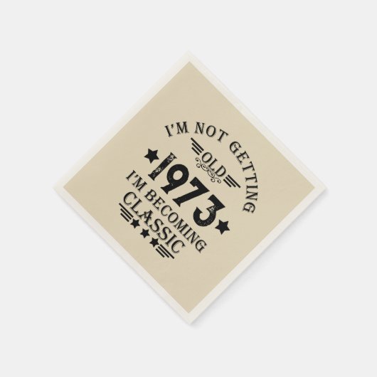 5パーソナライズされたヴィンテージ50歳の誕生日パーティー スタンダードカクテルナプキン (角)