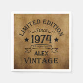 5パーソナライズされたヴィンテージ50歳の誕生日パーティー スタンダードカクテルナプキン (正面)