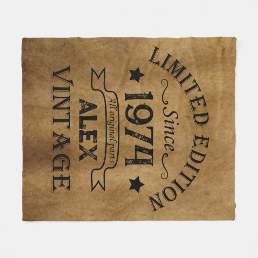 5パーソナライズされたヴィンテージ50歳の誕生日パーティー フリースブランケット (正面(横))