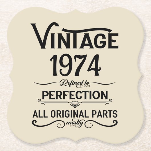 5パーソナライズされたヴィンテージ50歳の誕生日パーティー ペーパーコースター (正面)