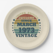 5パーソナライズされたヴィンテージ50歳の誕生日パーティー ペーパープレート (正面)