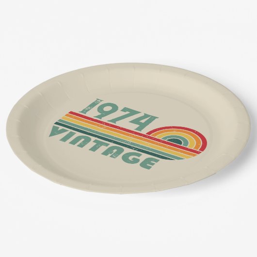 5パーソナライズされたヴィンテージ50歳の誕生日パーティー ペーパープレート (アングル)