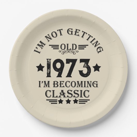 5パーソナライズされたヴィンテージ50歳の誕生日パーティー ペーパープレート (正面)