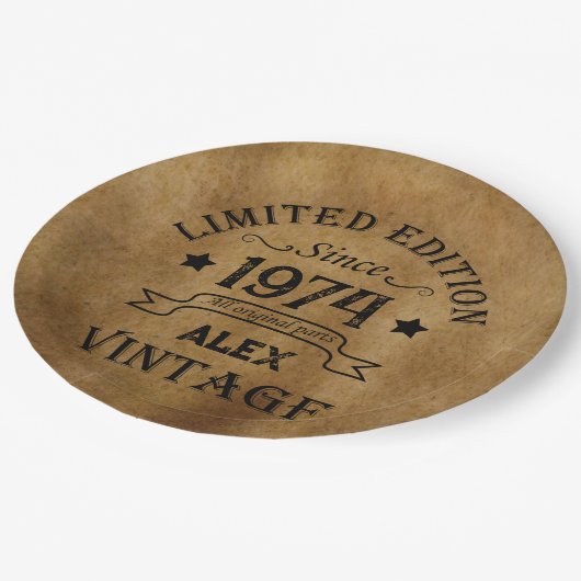 5パーソナライズされたヴィンテージ50歳の誕生日パーティー ペーパープレート (アングル)