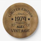 5パーソナライズされたヴィンテージ50歳の誕生日パーティー ペーパープレート (正面)