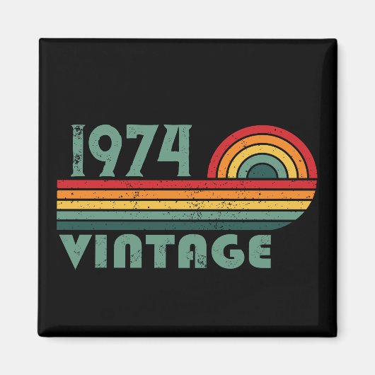 5パーソナライズされたヴィンテージ50歳の誕生日パーティー マグネット (正面)