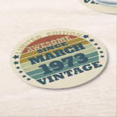 5パーソナライズされたヴィンテージ50歳の誕生日パーティー ラウンドペーパーコースター (アングル)