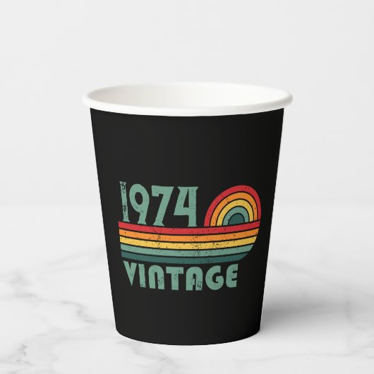 5パーソナライズされたヴィンテージ50歳の誕生日パーティー 紙コップ (裏面)