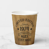 5パーソナライズされたヴィンテージ50歳の誕生日パーティー 紙コップ (裏面)