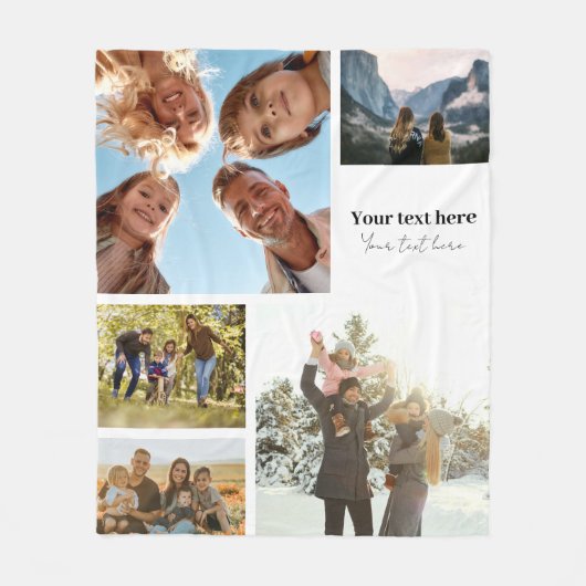 5パーソナライズされた枚のコラージュ フリースブランケット (正面)