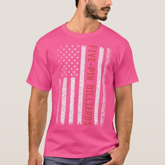 5ピンのビリヤード・アメリカ国旗7月4日 Tシャツ (正面)