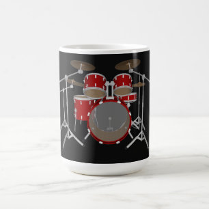 5ピースドラムキット-赤-コーヒーマグ-ドラムセット コーヒーマグカップ