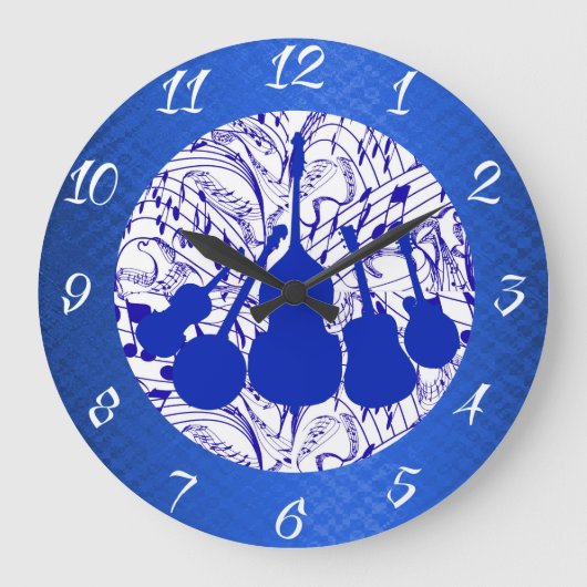 5ピースブルーグラスバンド ラージ壁時計 (正面)