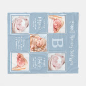 5フォトエレガントコラージュ新生児ボーイ誕生統計 フリースブランケット (正面(横))