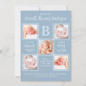 5フォトエレガントコラージュ生まれたばかりの男の赤ちゃん誕生 案内状 (正面)