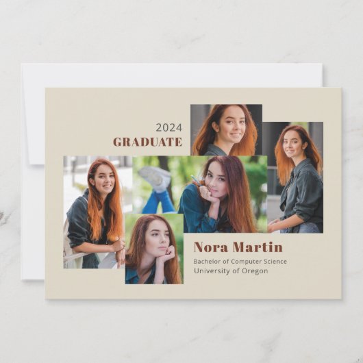 5フォトカレッジ卒業オーバーンクリーム 案内状 (正面)