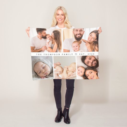 5フォトギャラリーファミリーコラージュパーソナライズされた フリースブランケット (インサイチュ)