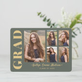 5フォトグラードコラージュモダンスクリプトセージと金ゴールド 案内状 (スタンド正面)