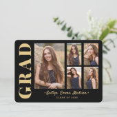 5フォトグラードコラージュモダンスクリプトブラックと金ゴールド 案内状 (スタンド正面)