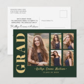 5フォトグラードコラージュモダンスクリプト緑と金ゴールド ポストカード (正面/裏面)