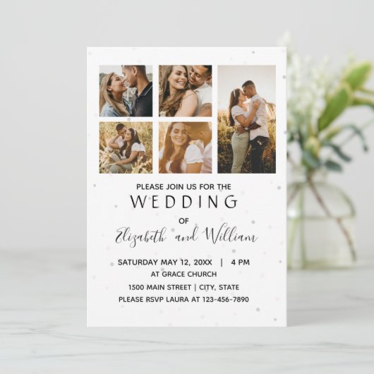 5フォトコラージエレガントウェディング招待状 招待状 (スタンド正面)