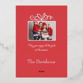 5フォトコラージクリスマスフォイルホリデーカード 箔招待状 (裏面)