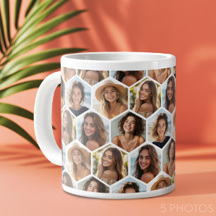 5フォトコラージハニカムパターンBE患者 ジャンボコーヒーマグカップ