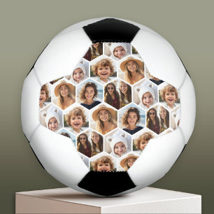 5フォトコラージハニカム六角パターン – 白 サッカーボール