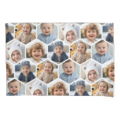 5フォトコラージハニカム六角パターン – 白 枕カバー (正面)