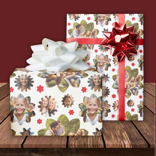 5フォトコラージフラワー誕生日 ラッピングペーパー