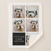 5フォトコラージュと文字カラーブロック – 白黒 シェルパブランケット (正面)