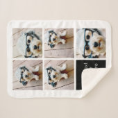 5フォトコラージュと文字カラーブロック – 白黒 シェルパブランケット (正面(横))