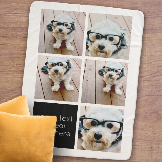 5フォトコラージュと文字カラーブロック – 白黒 シェルパブランケット