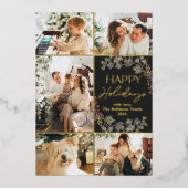 5フォトコラージュエレガントファミリーホリデーカード 箔招待状 (正面)