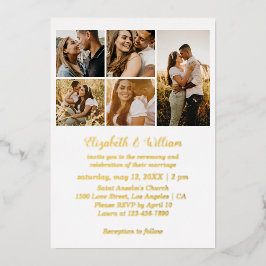 5フォトコラージュエレガントフォイル結婚式招待状 箔招待状