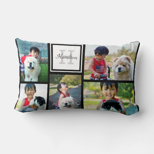 5フォトコラージュカスタムモノグラム枕 ランバークッション (裏面)