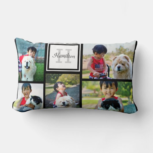 5フォトコラージュカスタムモノグラム枕 ランバークッション (正面)