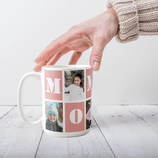 5フォトコラージュハート赤面ピンクマザーの日 コーヒーマグカップ