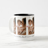 5フォトコラージュピンクグリッターハート最高のマムエバー ツートーンマグカップ (正面左)